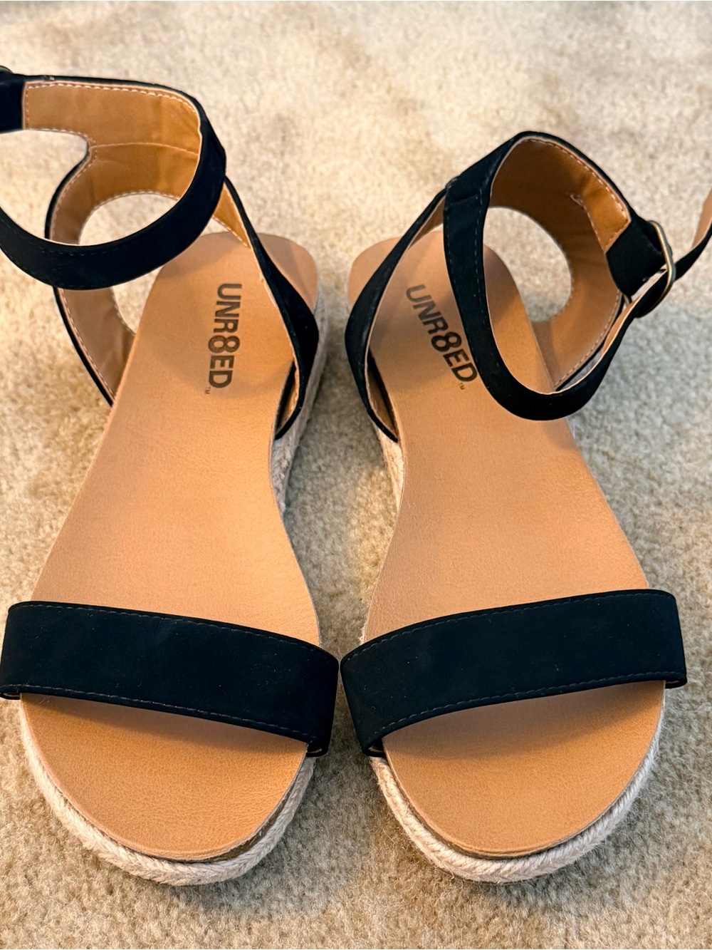 UNR8ED Black Ankle-Strap Platform Sandals